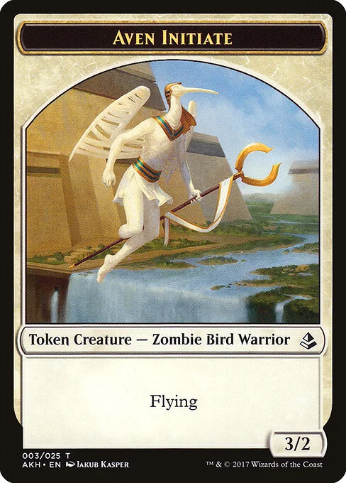 Aven Initiate, carta Magic di tipo Token Creature — Zombie Bird Warrior illustrata da Jakub Kasper