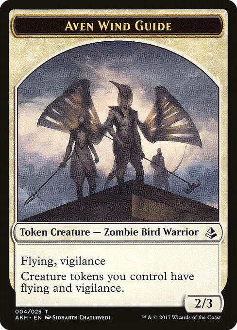 Aven Wind Guide, carta Magic di tipo Token Creature — Zombie Bird Warrior illustrata da Sidharth Chaturvedi