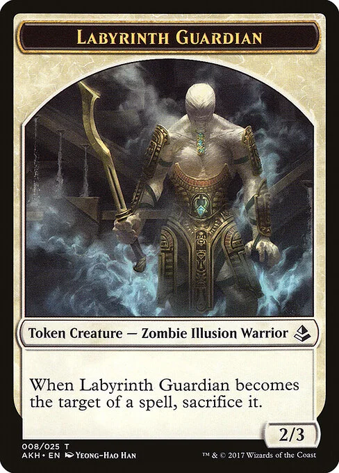 Labyrinth Guardian, carta Magic di tipo Token Creature — Zombie Illusion Warrior illustrata da Yeong-Hao Han