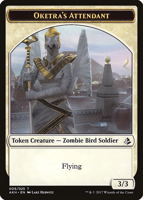 Oketra's Attendant, carta Magic di tipo Token Creature — Zombie Bird Soldier illustrata da Lake Hurwitz