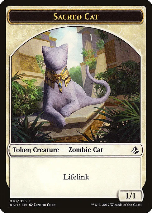 Sacred Cat, carta Magic di tipo Token Creature — Zombie Cat illustrata da Zezhou Chen