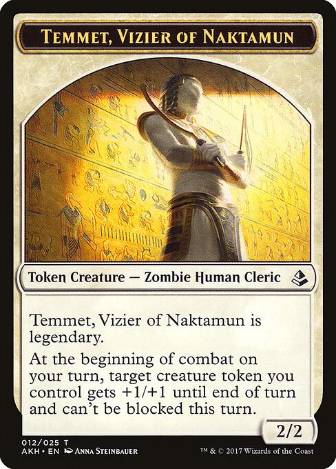 Temmet, Vizier of Naktamun, carta Magic di tipo Token Creature — Zombie Human Cleric illustrata da Anna Steinbauer