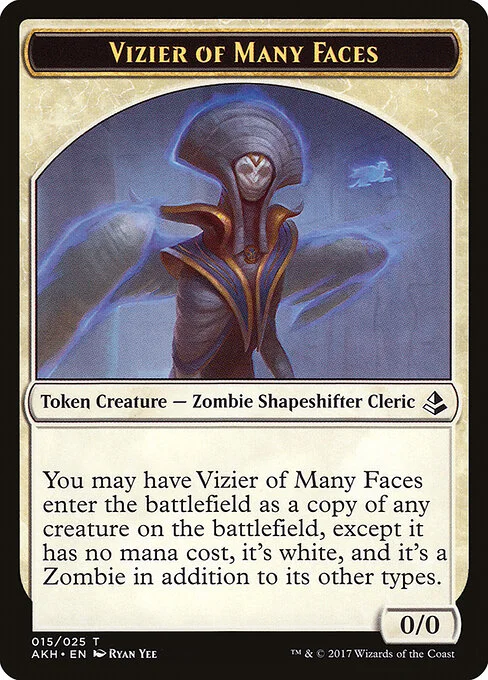 Vizier of Many Faces, carta Magic di tipo Token Creature — Zombie Shapeshifter Cleric illustrata da Ryan Yee