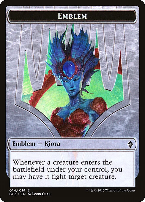 Kiora, Master of the Depths Emblem, carta Magic di tipo Emblem — Kiora illustrata da Jason Chan