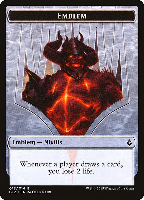 Ob Nixilis Reignited Emblem, carta Magic di tipo Emblem — Nixilis illustrata da Chris Rahn