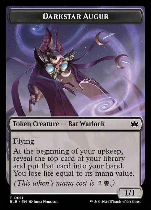 Darkstar Augur, carta Magic di tipo Token Creature — Bat Warlock illustrata da Irina Nordsol