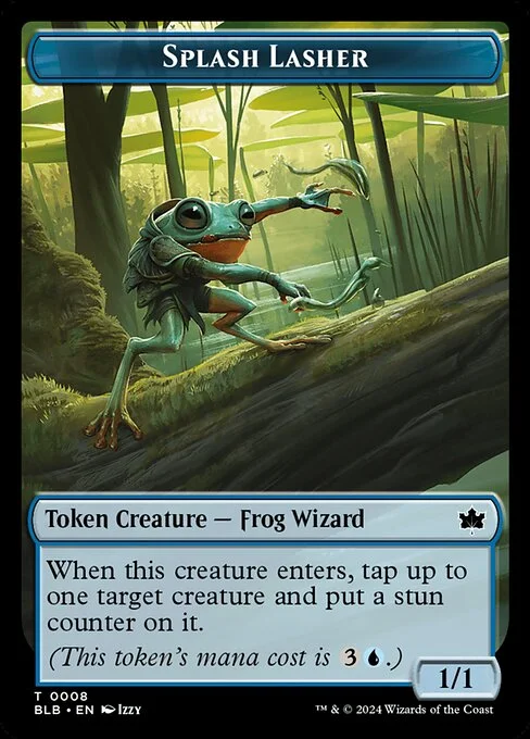 Splash Lasher, carta Magic di tipo Token Creature — Frog Wizard illustrata da Izzy
