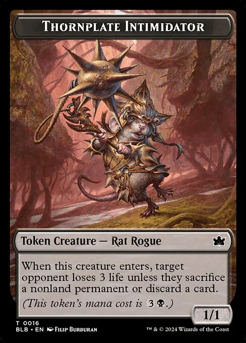 Thornplate Intimidator, carta Magic di tipo Token Creature — Rat Rogue illustrata da Filip Burburan