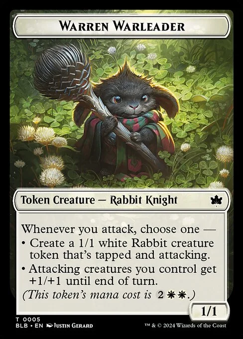 Warren Warleader, carta Magic di tipo Token Creature — Rabbit Knight illustrata da Justin Gerard