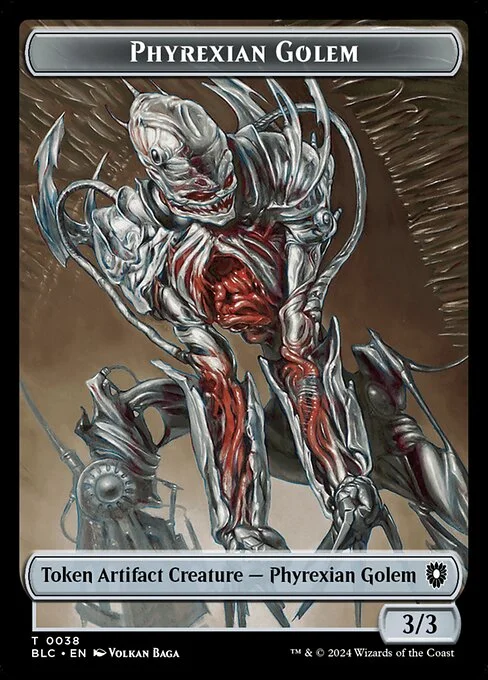Phyrexian Golem, carta Magic di tipo Token Artifact Creature — Phyrexian Golem illustrata da Volkan Baǵa