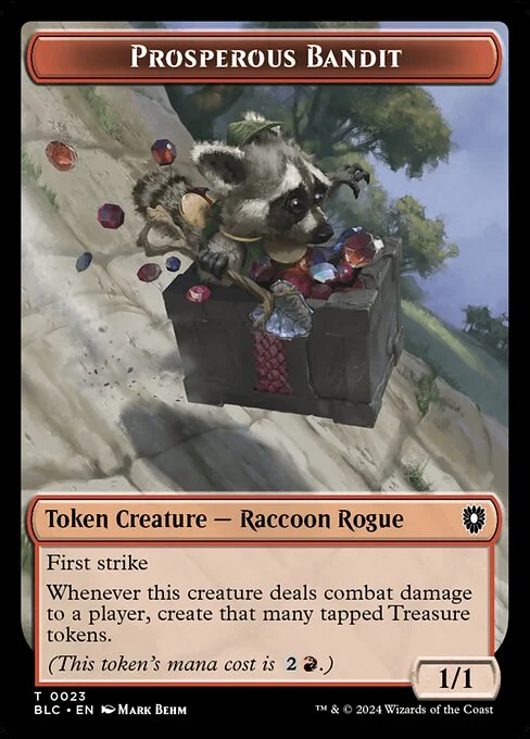 Prosperous Bandit, carta Magic di tipo Token Creature — Raccoon Rogue illustrata da Mark Behm