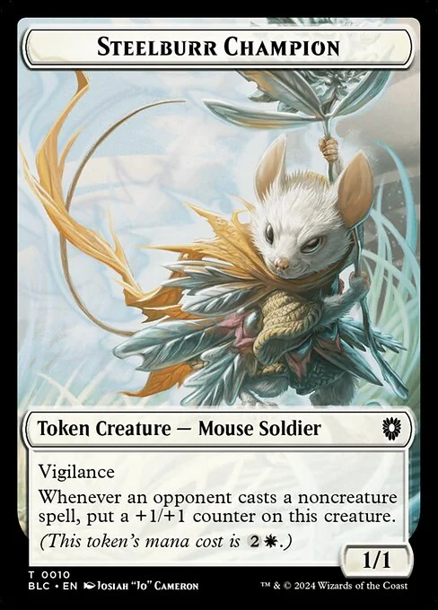 Steelburr Champion, carta Magic di tipo Token Creature — Mouse Soldier illustrata da Josiah "Jo" Cameron