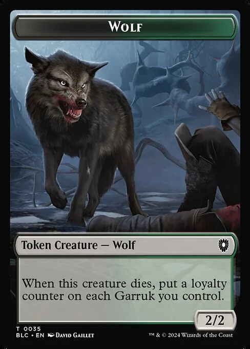 Wolf, carta Magic di tipo Token Creature — Wolf illustrata da David Gaillet