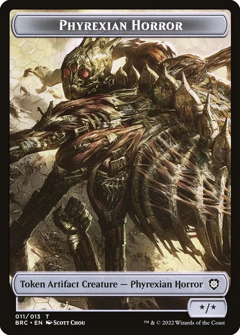 Phyrexian Horror, carta Magic di tipo Token Artifact Creature — Phyrexian Horror illustrata da Scott Chou