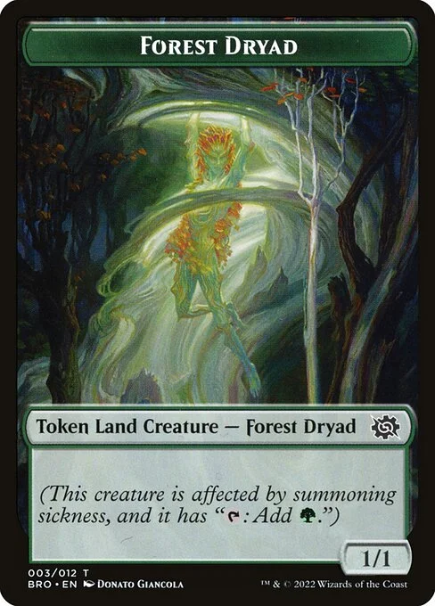 Forest Dryad, carta Magic di tipo Token Land Creature — Forest Dryad illustrata da Donato Giancola