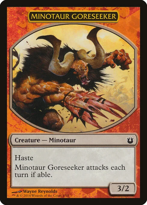 Minotaur Goreseeker, carta Magic di tipo Creature — Minotaur illustrata da Wayne Reynolds
