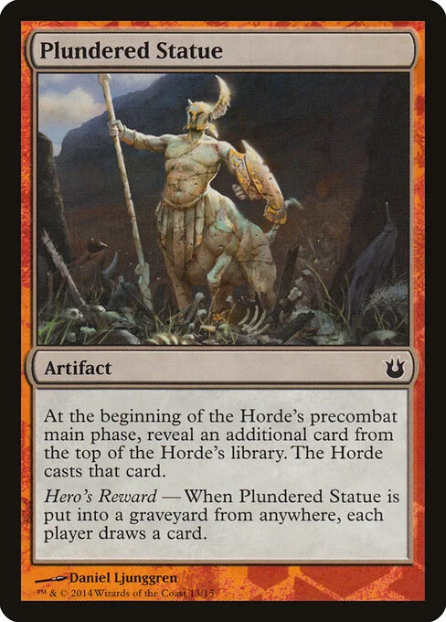 Plundered Statue, carta Magic di tipo Artifact illustrata da Daniel Ljunggren