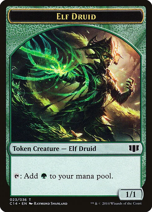 Elf Druid, carta Magic di tipo Token Creature — Elf Druid illustrata da Raymond Swanland