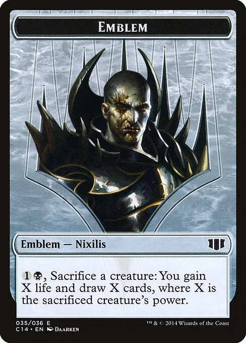 Ob Nixilis of the Black Oath Emblem, carta Magic di tipo Emblem — Nixilis illustrata da Daarken