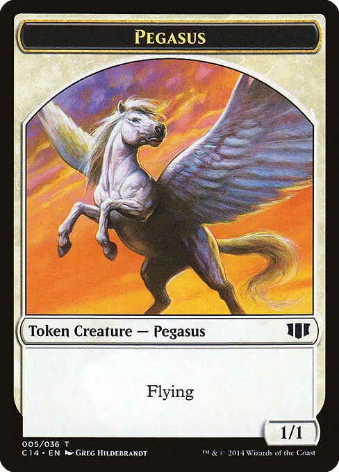 Pegasus, carta Magic di tipo Token Creature — Pegasus illustrata da Greg Hildebrandt