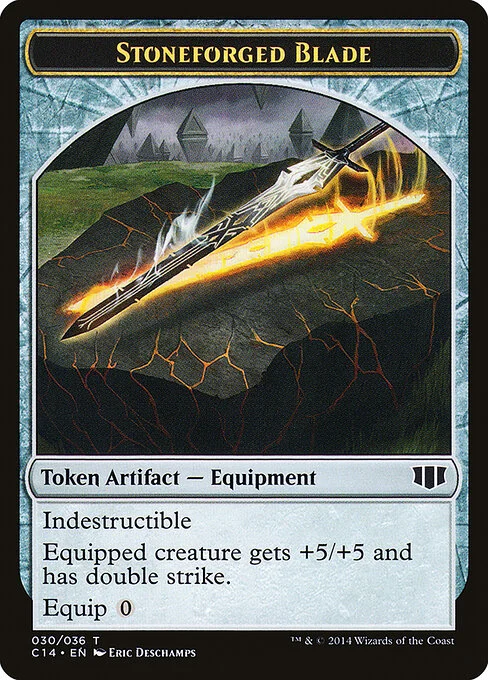 Stoneforged Blade, carta Magic di tipo Token Artifact — Equipment illustrata da Eric Deschamps