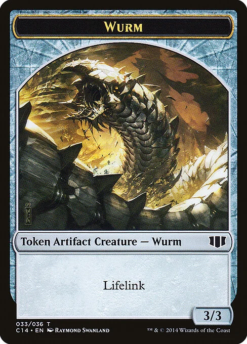 Wurm, carta Magic di tipo Token Artifact Creature — Wurm illustrata da Raymond Swanland