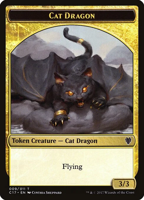 Cat Dragon, carta Magic di tipo Token Creature — Cat Dragon illustrata da Cynthia Sheppard