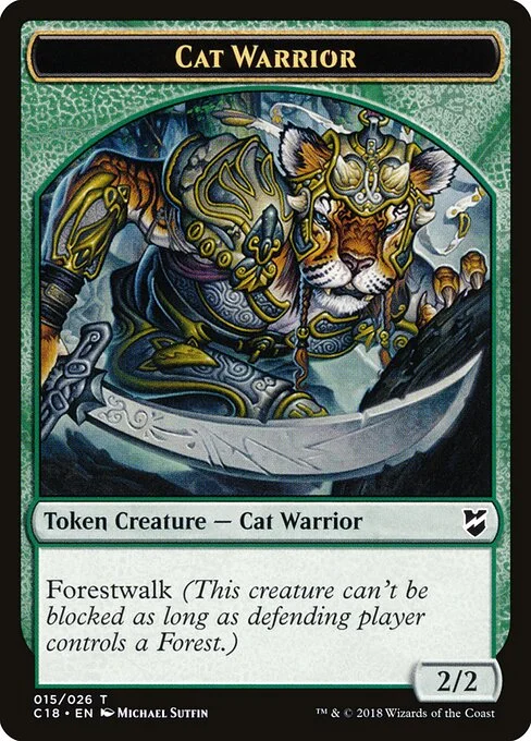 Cat Warrior, carta Magic di tipo Token Creature — Cat Warrior illustrata da Michael Sutfin