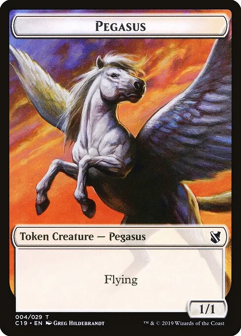Pegasus, carta Magic di tipo Token Creature — Pegasus illustrata da Greg Hildebrandt