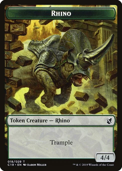 Rhino, carta Magic di tipo Token Creature — Rhino illustrata da Aaron Miller