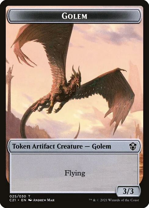 Golem, carta Magic di tipo Token Artifact Creature — Golem illustrata da Andrew Mar