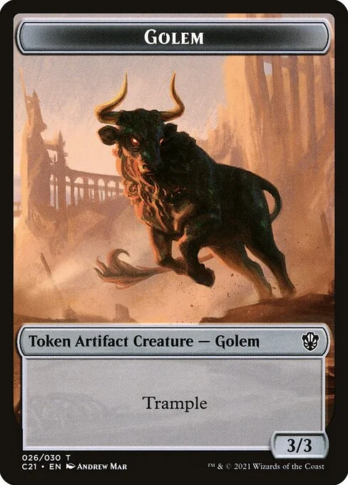 Golem, carta Magic di tipo Token Artifact Creature — Golem illustrata da Andrew Mar