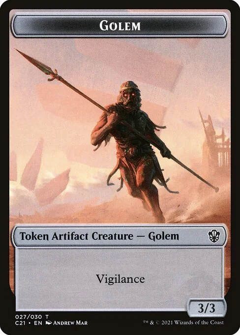Golem, carta Magic di tipo Token Artifact Creature — Golem illustrata da Andrew Mar