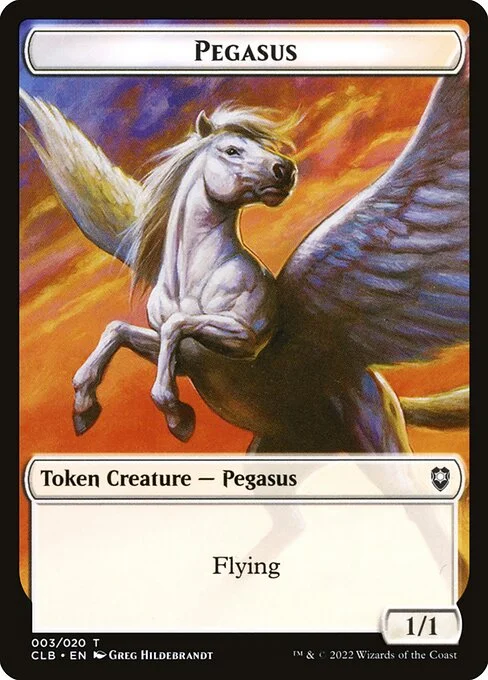 Pegasus, carta Magic di tipo Token Creature — Pegasus illustrata da Greg Hildebrandt