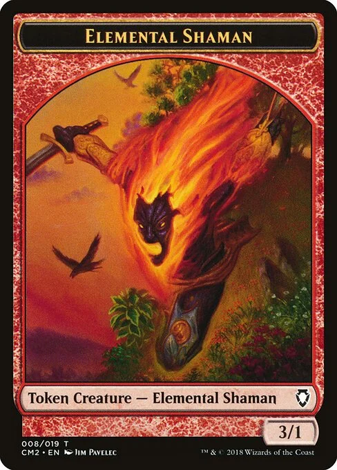 Elemental Shaman, carta Magic di tipo Token Creature — Elemental Shaman illustrata da Jim Pavelec