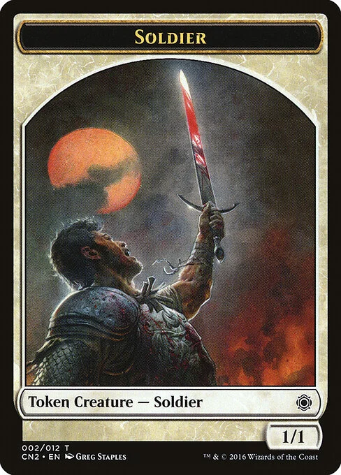 Soldier, carta Magic di tipo Token Creature — Soldier illustrata da Greg Staples