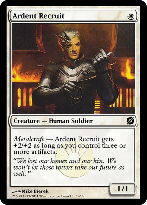 Ardent Recruit, carta Magic di tipo Creature — Human Soldier illustrata da Mike Bierek