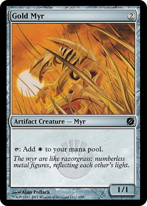Gold Myr, carta Magic di tipo Artifact Creature — Myr illustrata da Alan Pollack