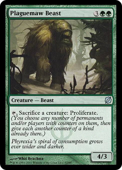 Plaguemaw Beast, carta Magic di tipo Creature — Phyrexian Beast illustrata da Whit Brachna