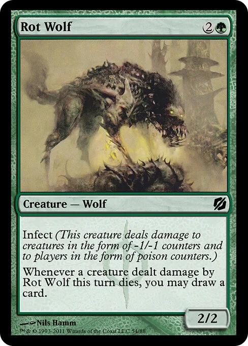 Rot Wolf, carta Magic di tipo Creature — Phyrexian Wolf illustrata da Nils Hamm