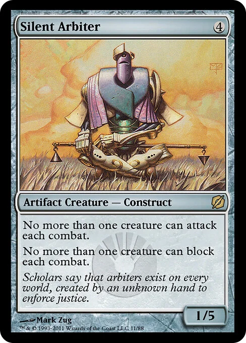 Silent Arbiter, carta Magic di tipo Artifact Creature — Construct illustrata da Mark Zug