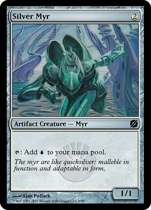 Silver Myr, carta Magic di tipo Artifact Creature — Myr illustrata da Alan Pollack