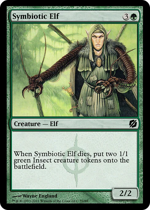 Symbiotic Elf, carta Magic di tipo Creature — Elf illustrata da Wayne England