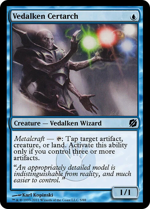 Vedalken Certarch, carta Magic di tipo Creature — Vedalken Wizard illustrata da Karl Kopinski