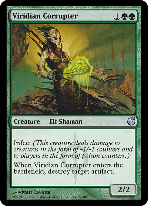Viridian Corrupter, carta Magic di tipo Creature — Phyrexian Elf Shaman illustrata da Matt Cavotta
