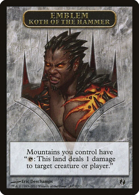 Koth of the Hammer Emblem, carta Magic di tipo Emblem — Koth illustrata da Eric Deschamps