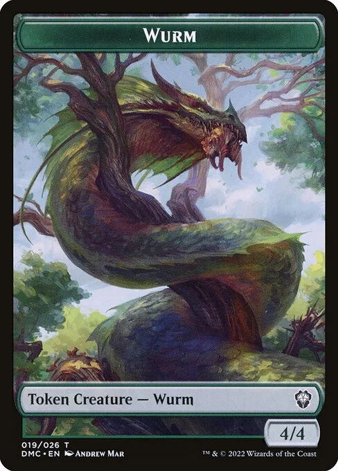 Wurm, carta Magic di tipo Token Creature — Wurm illustrata da Andrew Mar