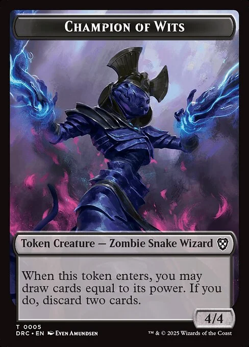 Champion of Wits, carta Magic di tipo Token Creature — Zombie Snake Wizard illustrata da Even Amundsen