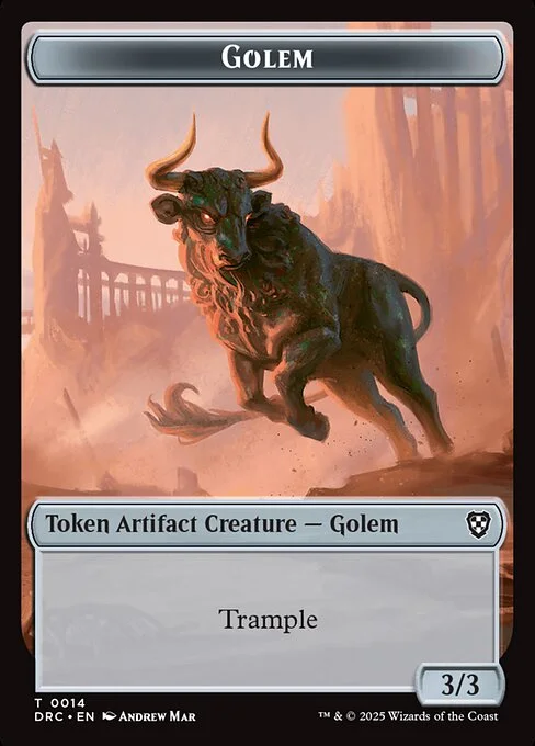 Golem, carta Magic di tipo Token Artifact Creature — Golem illustrata da Andrew Mar