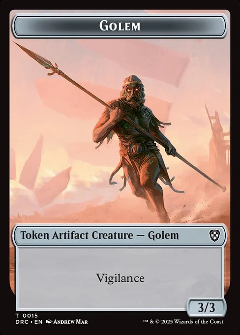 Golem, carta Magic di tipo Token Artifact Creature — Golem illustrata da Andrew Mar